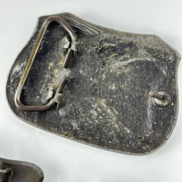 Lot of 2 Eagle Brass Buckle Suzuki Motor Cycles + Eagle Enameled Flag Patriotic - Picture 12 of 16